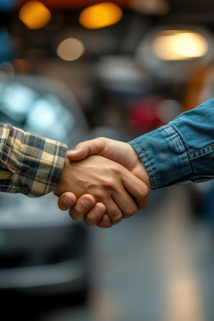 Close Up of Two People Shaking Handsの素材