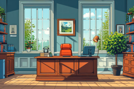 A Room With Desk and Chairの素材