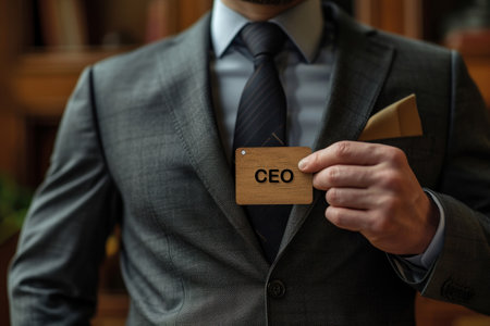Professional Man Holding a Business Cardの素材