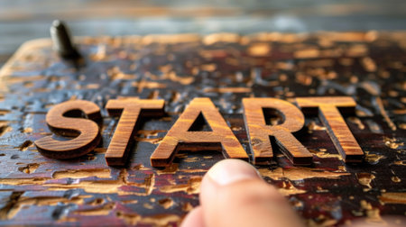 Person Placing the Word Start on a Puzzleの素材