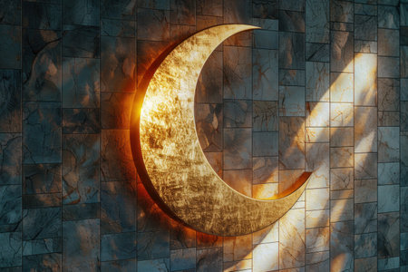 Golden Crescent Adorning a Wallの素材