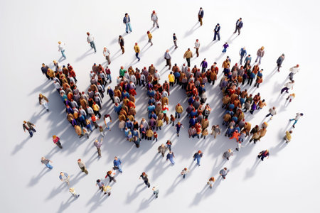 Large group of people forming WOW word on white background, 3d renderingの素材