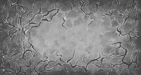 hand drawn gray black dark background with cracks, frame, with place for text in the center.の写真素材