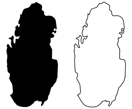 Simple (only sharp corners) map - State of Qatar vector drawing. Mercator projection. Filled and outline version.のイラスト素材