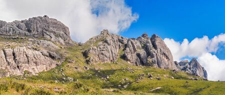 Andingitra massif, high rocky mountains, as seen from the valley during trek to Pic Bobyの写真素材