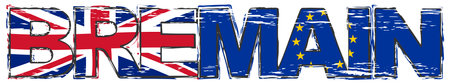 Word BREMAIN with UK and EU flag under it, distressed grunge look.のイラスト素材