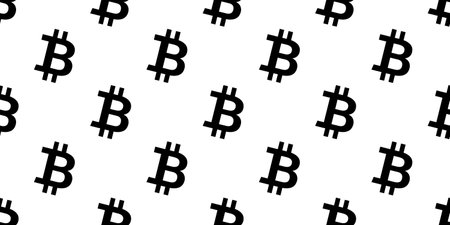 Seamless Bitcoin icon pattern, repeats vertically and horizontallyのイラスト素材