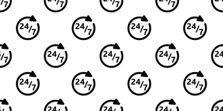 Seamless 24 7 icon pattern, repeats vertically and horizontally