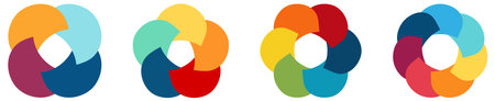 Circle parts forming cycle with four to seven segments - infographics elementのイラスト素材