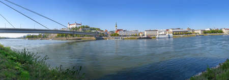 Panoramic view of cityscape of Bratislava with Bratislava castle in background (Bratislava, Slovakia)のeditorial素材
