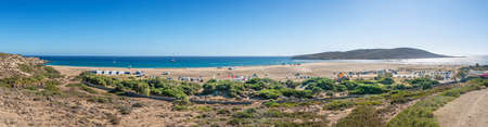 Panoramic view of Prasonisi beach on the south of Rhodes Island (Greece)の写真素材