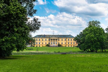 Dolna Krupa, Slovakia - January 06, 2014: Dolna Krupa Manor House. Classicist manor house of Brunsvick. Ludwig van Beethoven visited the manor house and it was composed by Moonlight Sonata.のeditorial素材