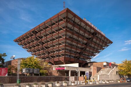 Slovak Radio Building, Bratislava, Slovakia. Architects Stefan Svetko, Stefan Durkovic and Barnabas Kisslingのeditorial素材