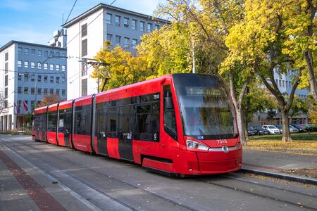 Public transport tram in Bratislava, Slovakia.のeditorial素材