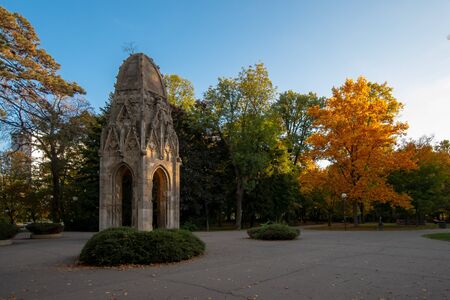 Gothic Tower, Janko Kral Park, Bratislava, Slovakia. The park is one of the oldest municipal parks in Europe.の写真素材
