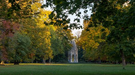 Gothic Tower, Janko Kral Park, Bratislava, Slovakia. The park is one of the oldest municipal parks in Europe.の写真素材