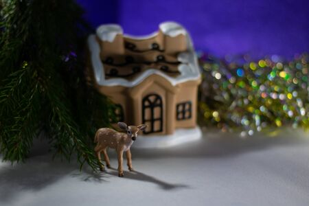 the fawn came out of the forest.の写真素材