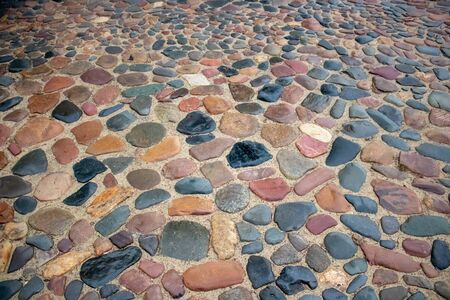traditional portuguese street stone pavement Stone pavement textureの写真素材
