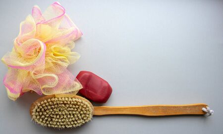 Natural spa set ,isolated on gray background.