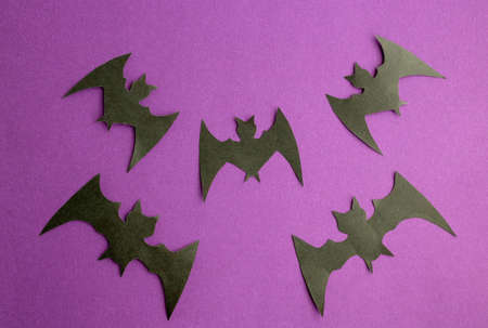 Bats on a purple background. The Concept Of Halloween.