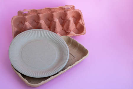 Eco-friendly background on pink background. The concept of a sustainable, environmentally friendly...