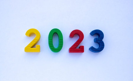Multi-colored numbers 2023. New Year Concept.の写真素材