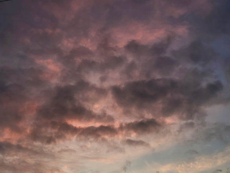 Dark stormy evening sky at sunset