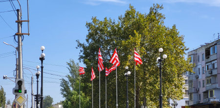 Russia Kerch 14 09 2024 The Kerch flag is one of the main symbols of the city.