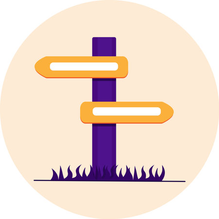 On a purple pole, there are simple, empty road signs. Vector illustration.のイラスト素材