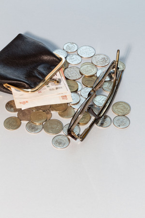 The purse for small items a bank of notes.の写真素材