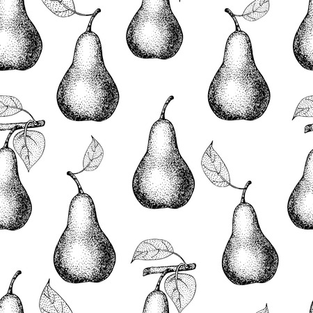 Vector seamless pattern with pears. Retro style.のイラスト素材