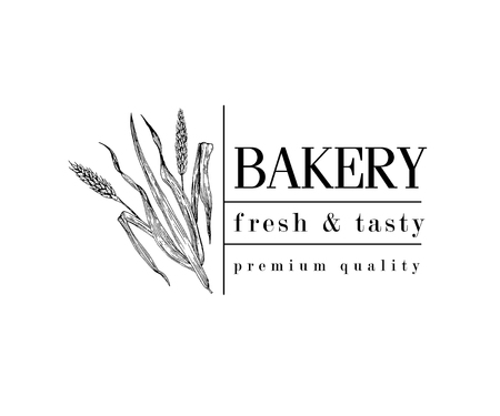 bakery retro bread or beer with wheat, vintageのイラスト素材