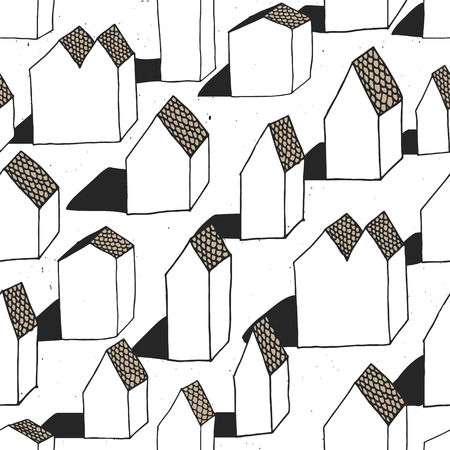 Vector seamless pattern with housesのイラスト素材