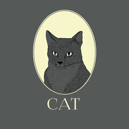 Cat art drawing high quality vector. Retro illustrationの写真素材