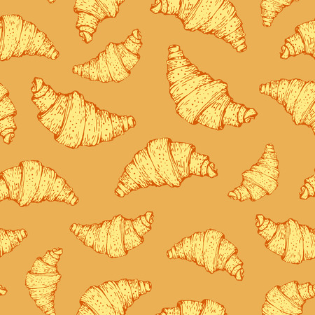Seamless nature background with croissant.のイラスト素材