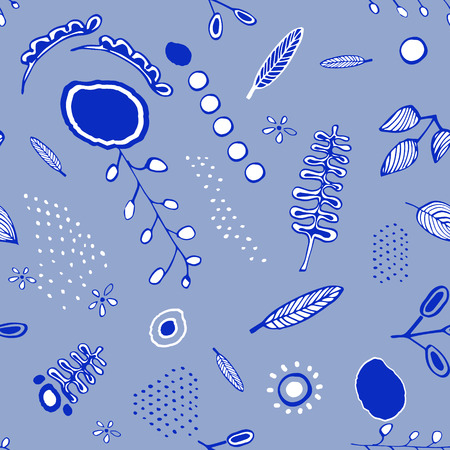 Floral seamless pattern with flowers and plantsのイラスト素材