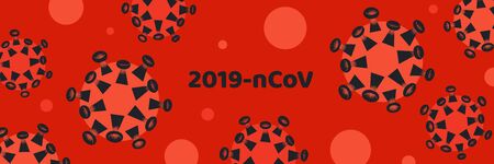 Pandemic medical concept banner with dangerous cells.Vector illustration. Coronavirus outbreak. Abstract 2019-nCoV background.のイラスト素材