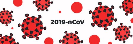 Pandemic medical concept banner with dangerous cells.Vector illustration. Coronavirus outbreak. Abstract 2019-nCoV background.のイラスト素材