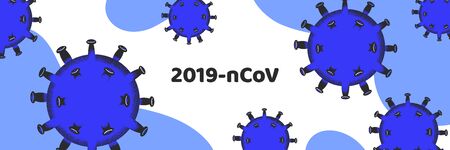 Pandemic medical concept banner with dangerous cells.Vector illustration. Coronavirus outbreak. Abstract 2019-nCoV background.のイラスト素材