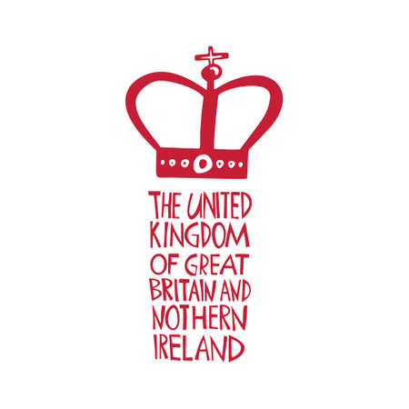Vector hand drawn logo for United Kingdom. Travel illustration of Great Britain. Hand drawn lettering illustration. Britain landmarkのイラスト素材