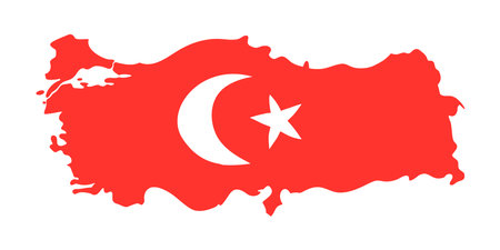 Vector hand drawn map of Turkey With flag. Turkey Republic travel illustration. Geography illustration. Mediterranean map elementのイラスト素材
