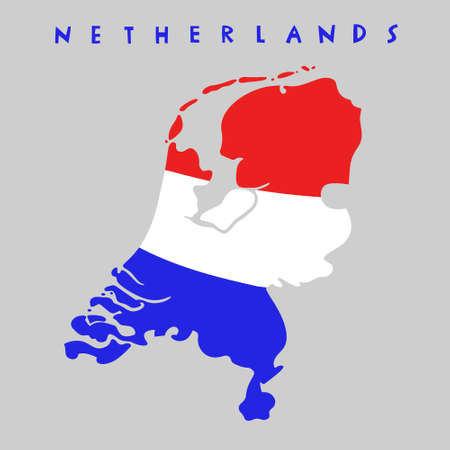 Vector hand drawn stylized map of Netherlands. Netherlands Kingdom travel illustration. Geography illustration. Europe map elementのイラスト素材