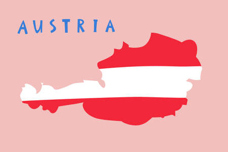 Vector hand drawn stylized map of Austria. Travel illustration. Republic of Austria geography illustration. Europe map elementのイラスト素材