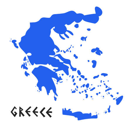 Vector hand drawn stylized map of Greece. Travel illustration. Hellenic Republic geography illustration. Europe map elementのイラスト素材