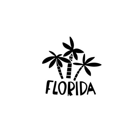 Vector hand drawn Florida symbol. Travel illustration of USA signs. Hand drawn lettering illustration. America's landmark logoのイラスト素材