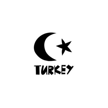 Vector hand drawn Turkey symbol. Travel illustration of Republic of Turkey signs. Hand drawn lettering illustration.のイラスト素材