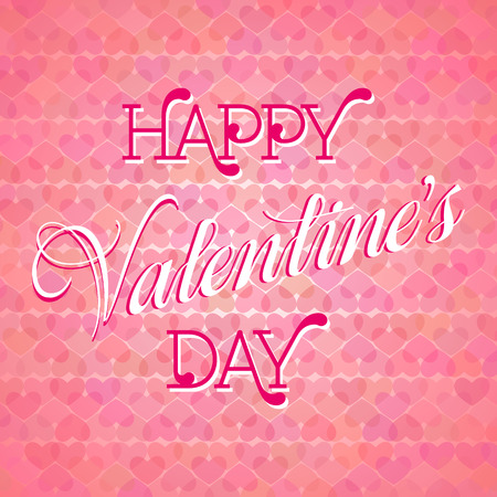 Happy Valentines Day Lettering Greeting Card, Vector Illustrationのイラスト素材