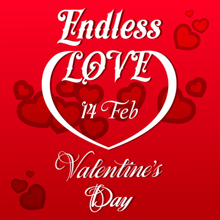 Happy Valentines Day Lettering Greeting Card, Vector Illustrationのイラスト素材