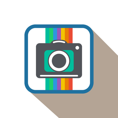 Illustration of a Single Flat Photo Camera Icon Isolatedのイラスト素材