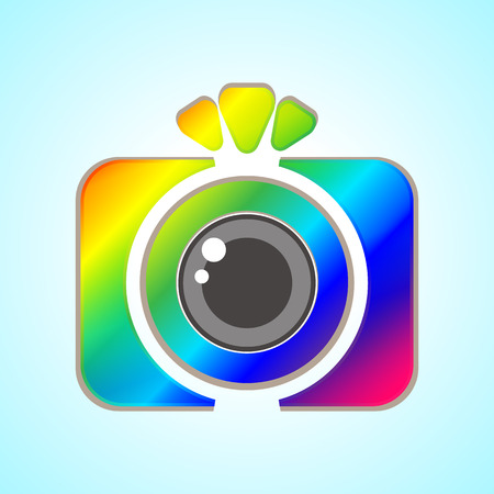 Illustration of a Single Flat Photo Camera Icon Isolatedのイラスト素材